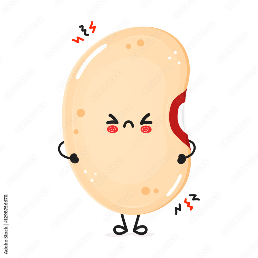 Unhappy Beans Character. Grumpy Legume with Displeasure Unhappy Beans Character. Grumpy Legume with Displeasure
