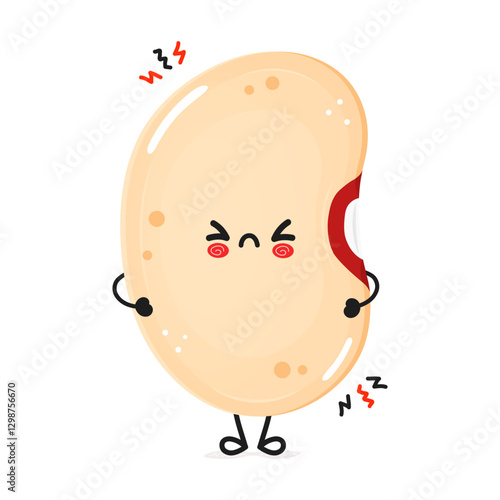 Unhappy Beans Character. Grumpy Legume with Displeasure