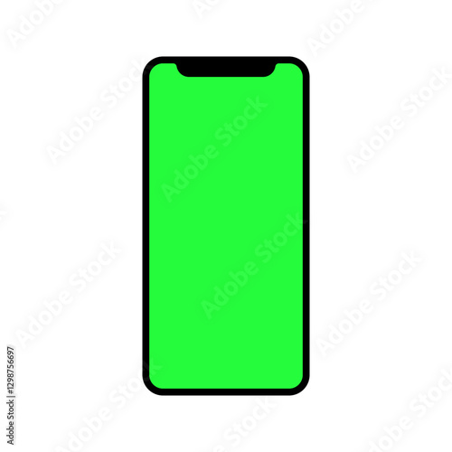 Smartphone with green screen vector illustration. phone device mockup for design and editing. ui app demonstration mockup
