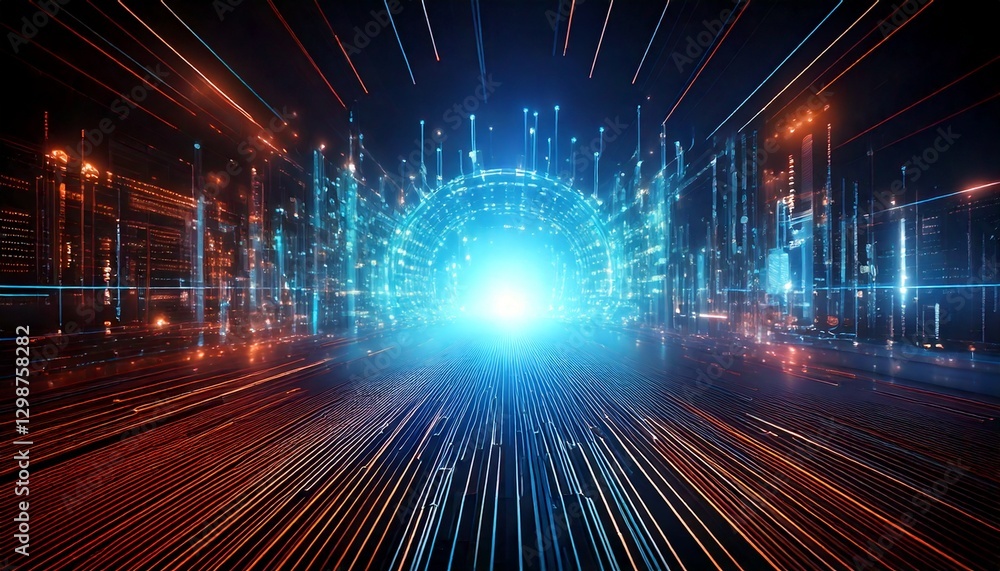 Fototapeta premium Background perfect for a speed digital world, tech processes, neural networks, artificial intelligence, data transfer and encryption, digital archives, graphic presentations