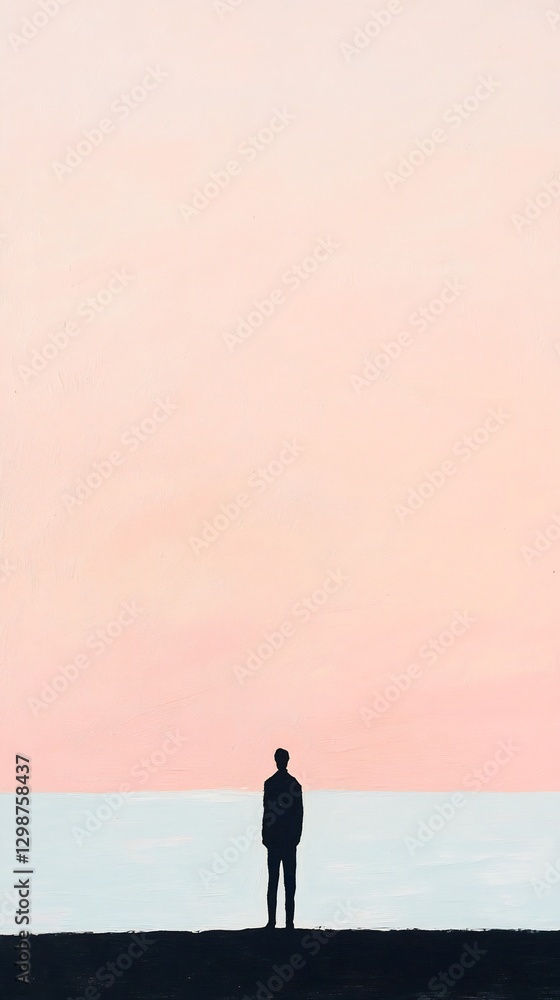Fototapeta premium man ocean pastel horizon