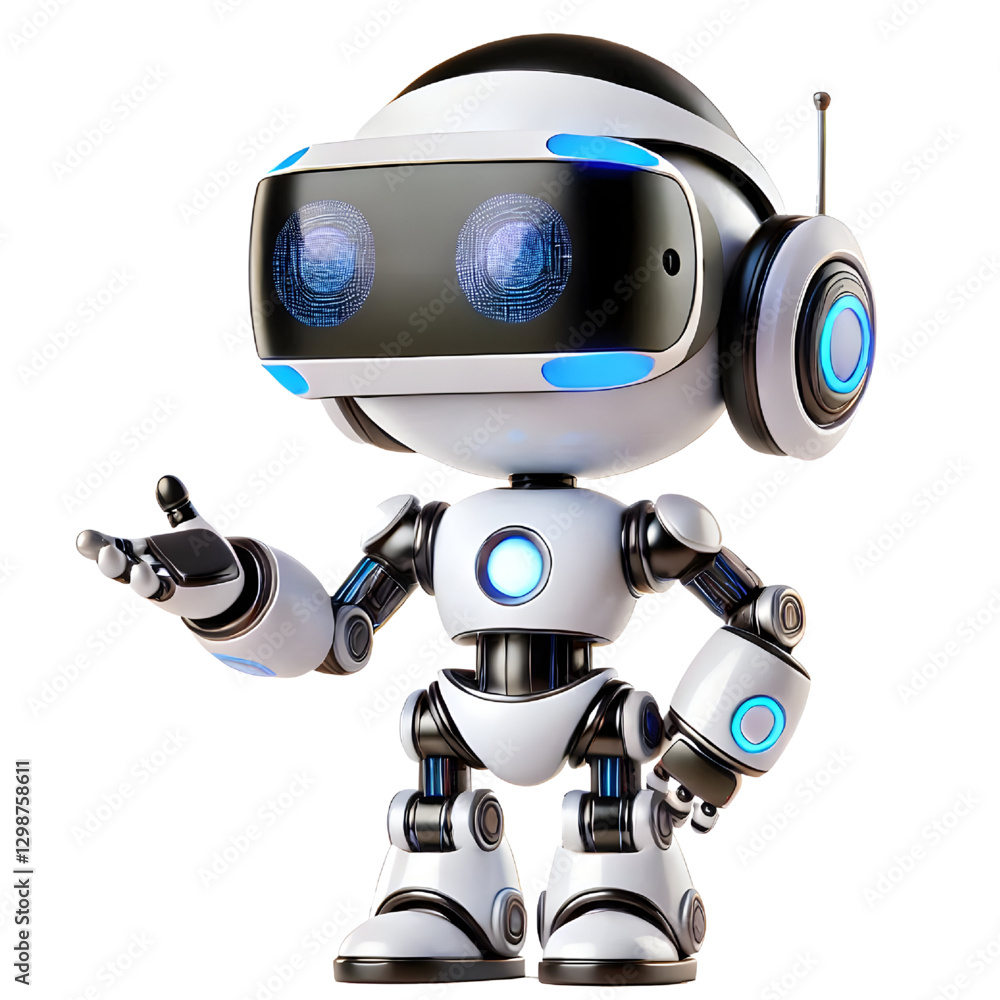 Cute 3D virtual reality robot, isolated on white background Cute 3D virtual reality robot, isolated on white background