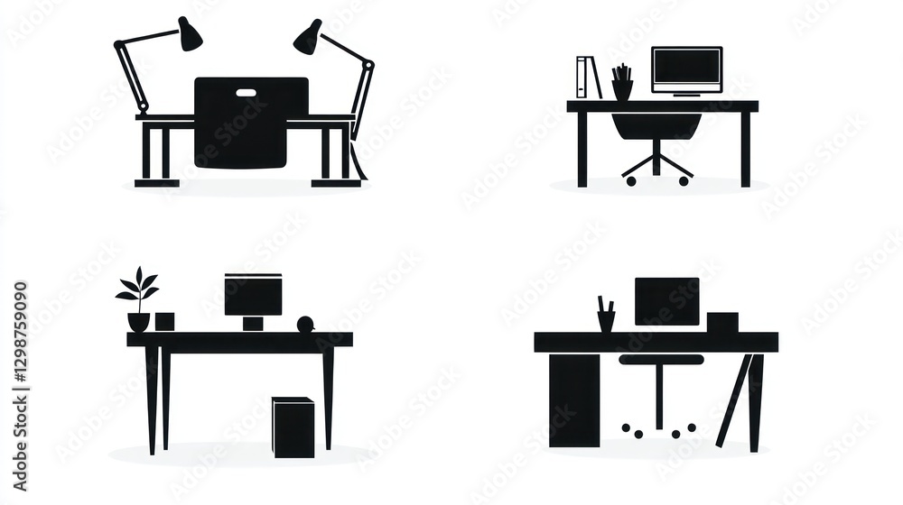 Modern Office Desks Illustrations Modern Office Desks Illustrations