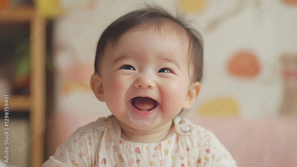 Beautiful and cute baby smiling happily