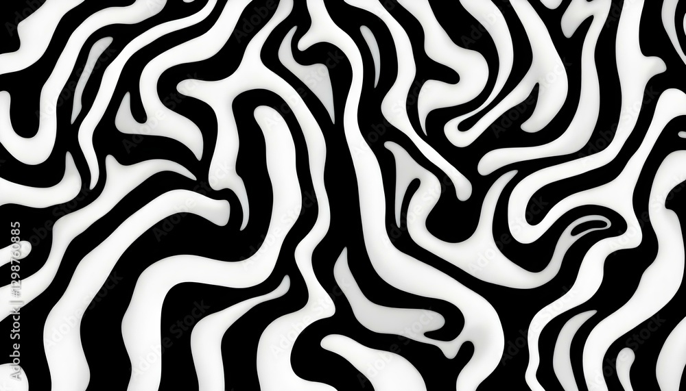 Abstract black and white pattern, fluid organic shapes, swirling lines, zebra-like stripes, psychedelic design Abstract black and white pattern, fluid organic shapes, swirling lines, zebra-like stripes, psychedelic design
