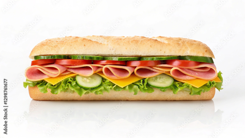 Fresh Ham Cheese Lettuce Tomato and Cucumber Sub Sandwich Fresh Ham Cheese Lettuce Tomato and Cucumber Sub Sandwich
