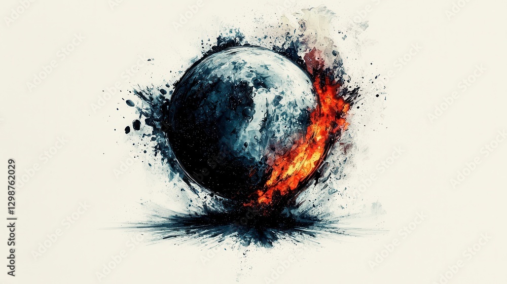 Abstract Planet on Fire, Dramatic Celestial Event Abstract Planet on Fire, Dramatic Celestial Event