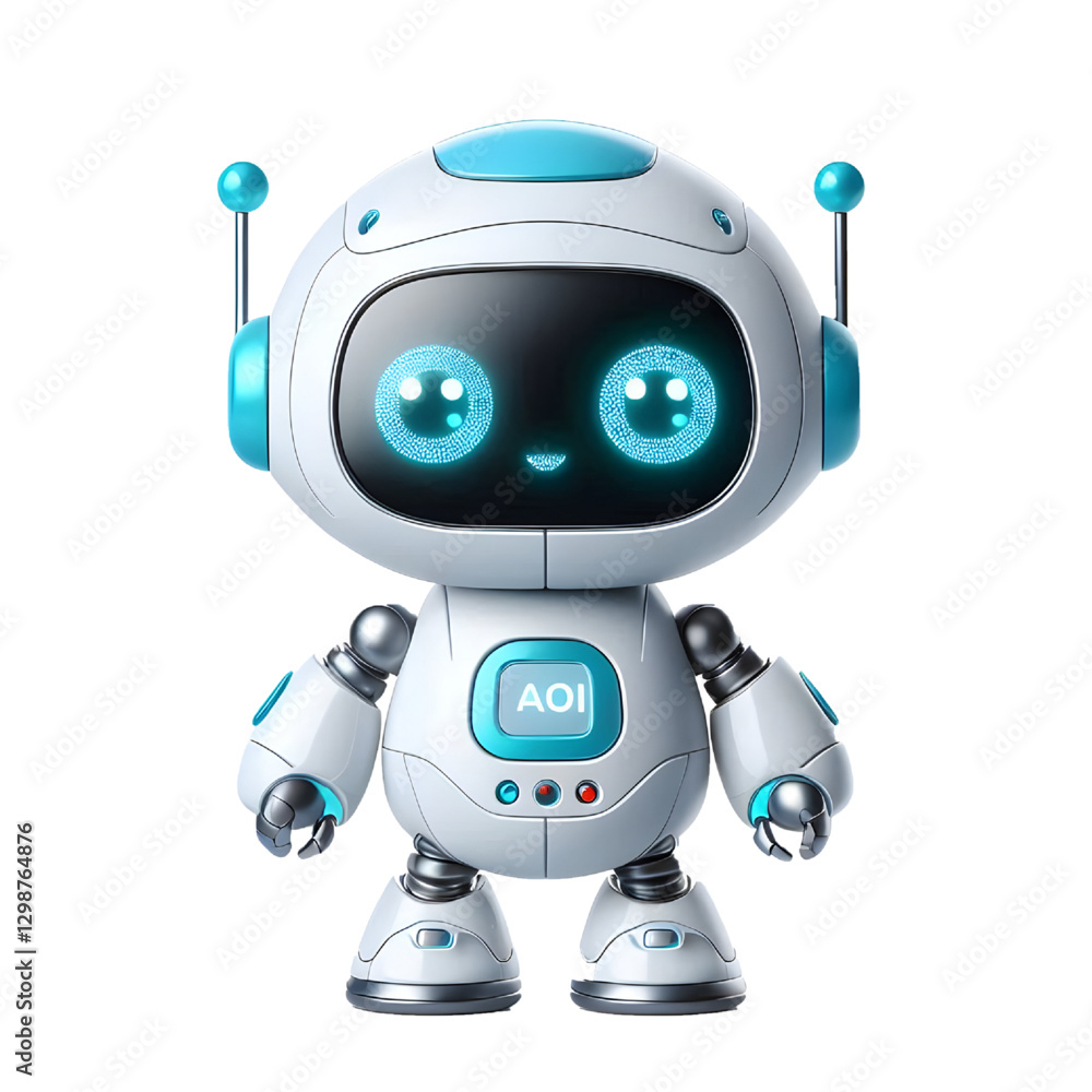 Cute Mini ai robot isolated on white background Cute Mini ai robot isolated on white background