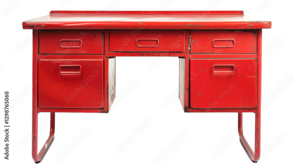 Red rustic business cabinet desk on transparent background Red rustic business cabinet desk on transparent background