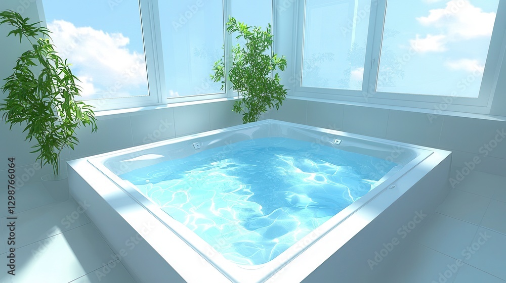 Fototapeta premium Modern Hot Tub with City View