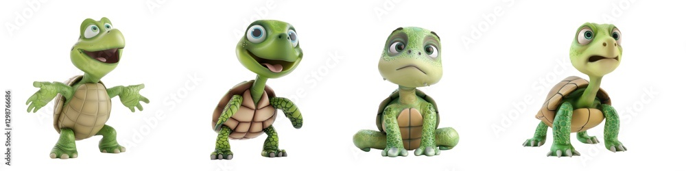 Cute cartoon turtles displaying various fun and playful expressions on their faces Cute cartoon turtles displaying various fun and playful expressions on their faces