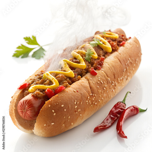 hot dog with mustard and ketchup