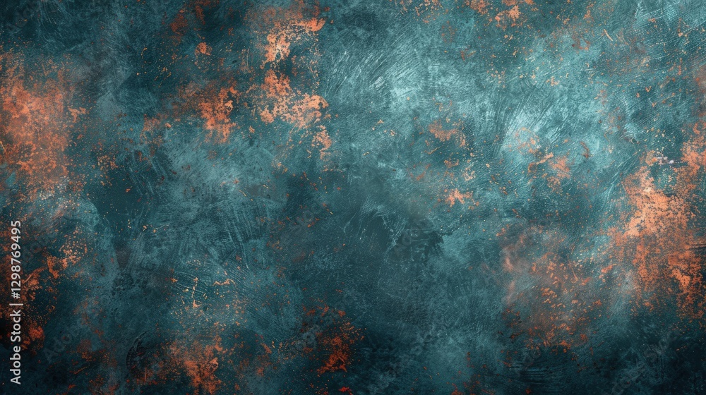 Textured surface, teal and rust tones, abstract background Textured surface, teal and rust tones, abstract background