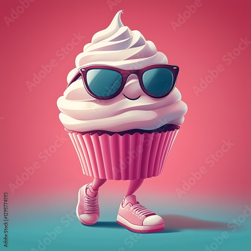 Cool cupcake with sunglasses