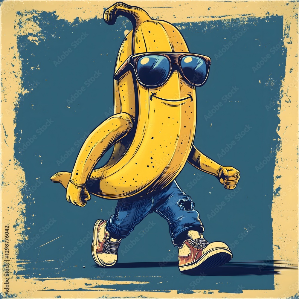 custom made wallpaper toronto digitalFunny banana cartoon with sunglasses