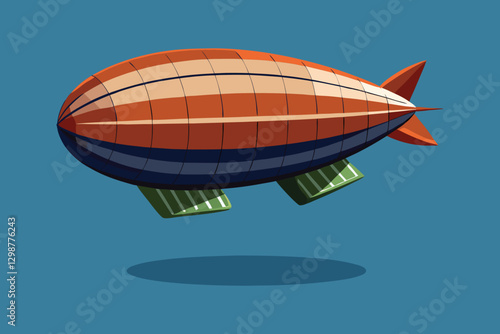 a vector illustration of blimp airship transport on white background