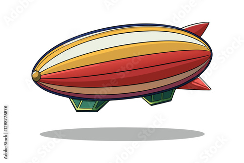 a vector illustration of blimp airship transport on white background