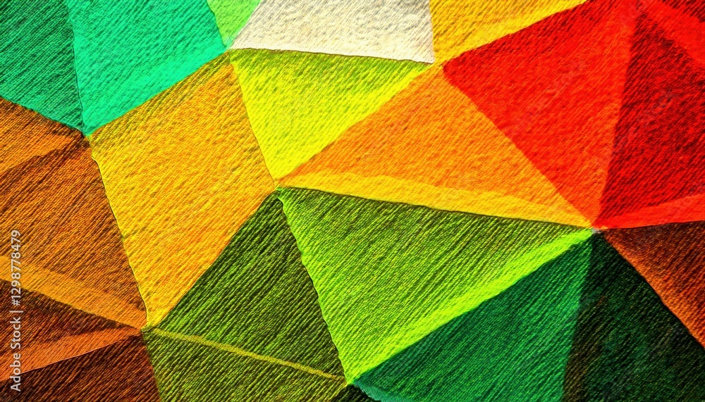 Fototapeta premium vibrant geometric abstract painting on textured canvas with bold color blocks in red, green, yellow, and orange for modern decor