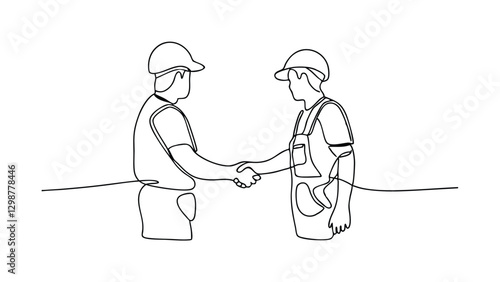 Construction Workers Handshake Partnership, Teamwork, and Collaboration Agreement