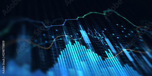 Trade business analytics graph and financial chart investment. Stock market investment trading graph and crypto currency.	
