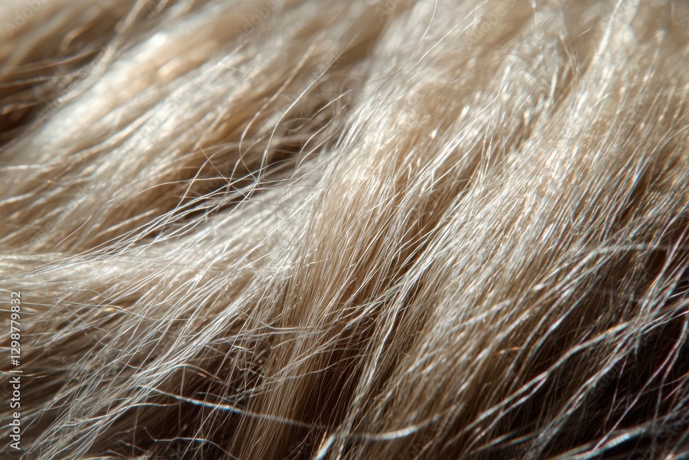 Extreme close-up of soft animal fur with detailed strands, showcasing the subtle variations in color and texture, creating a warm and inviting tactile sensation. Extreme close-up of soft animal fur with detailed strands, showcasing the subtle variations in color and texture, creating a warm and inviting tactile sensation.