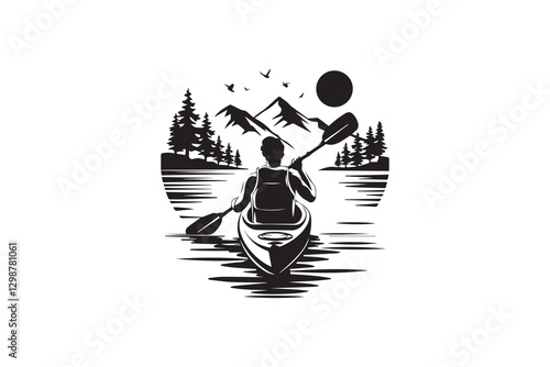 Kayaking Adventure in the Mountains vector