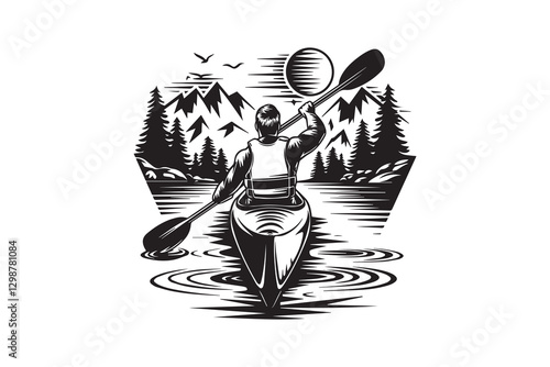 Kayaking Adventure in the Mountains vector
