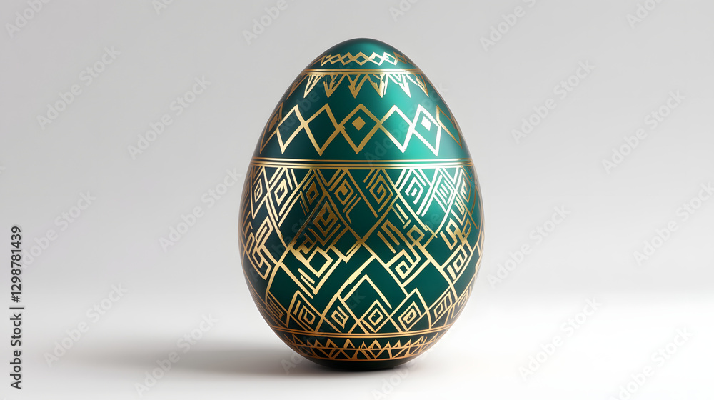 A deep emerald green pysanka with golden geometric designs, photorealistic lighting, elegant and rich textures, isolated on white, painted easter egg
A deep emerald green pysanka with golden geometric designs, photorealistic lighting, elegant and rich textures, isolated on white, painted easter egg