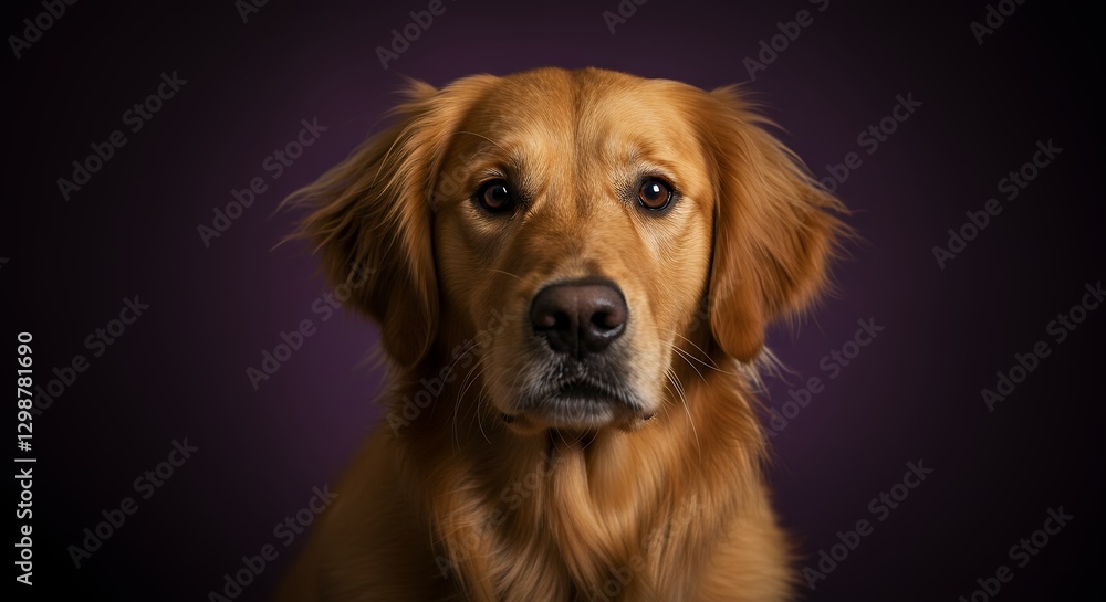 Golden Retriever Portrait with Warm Expressions Against a Dark Background Golden Retriever Portrait with Warm Expressions Against a Dark Background