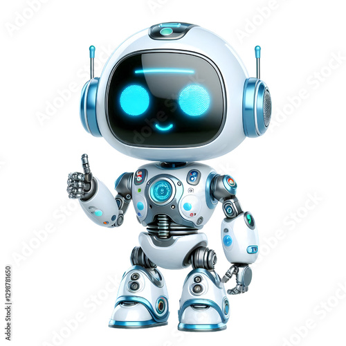 Cute Mini ai robot isolated on white background