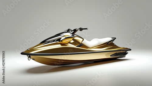 Highly Polished Gold Jet Ski on White Background