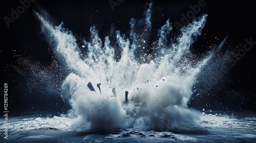 Dynamic explosion of powder bursts with tools in mo - High Fidelity V2-6x.