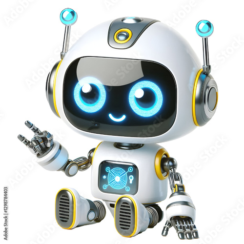 Cute Mini ai robot isolated on white background