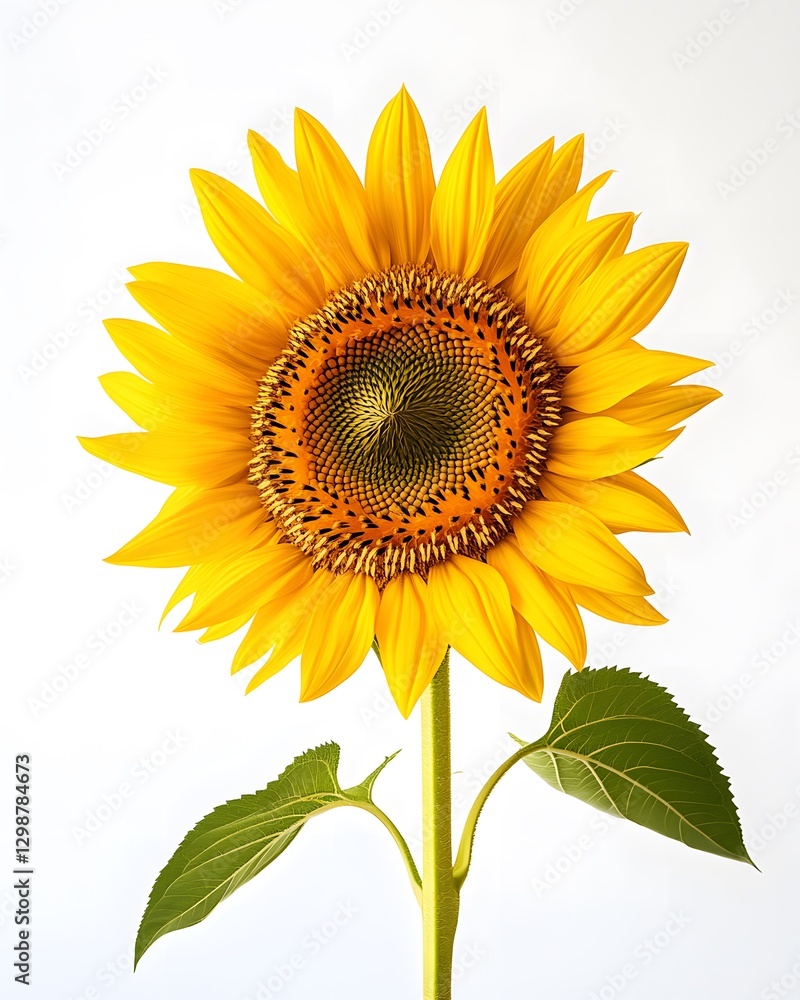 Fototapeta premium Botanical Illustration of a Vibrant Sunflower with Yellow Petals