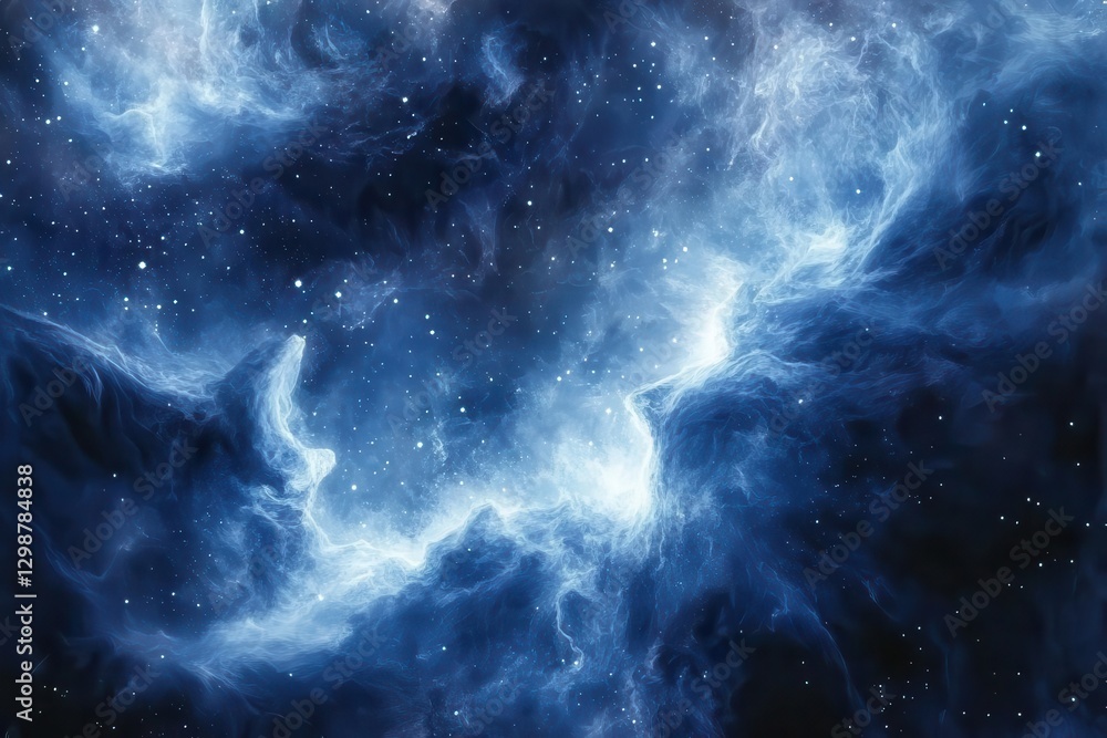 cosmic nebula watercolor abstract with deep indigo and cerulean swirls, splattered with white micro-droplets resembling distant stars, ethereal cloudlike formations in varying blue intensities cosmic nebula watercolor abstract with deep indigo and cerulean swirls, splattered with white micro-droplets resembling distant stars, ethereal cloudlike formations in varying blue intensities