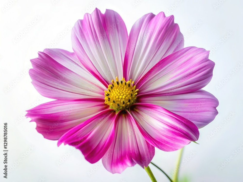 A close-up, candid macro captures the delicate details of a white Cosmos caudatus flower, a stunning nature study. A close-up, candid macro captures the delicate details of a white Cosmos caudatus flower, a stunning nature study.