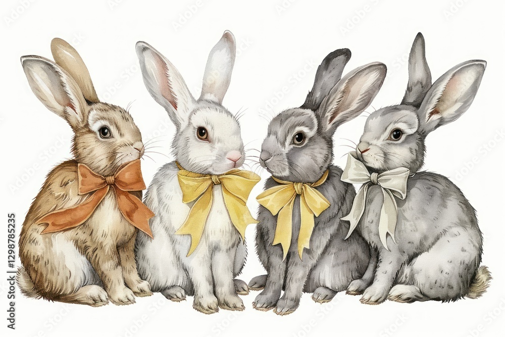 Fototapeta premium Bunny family bunnies illustration rabbits.