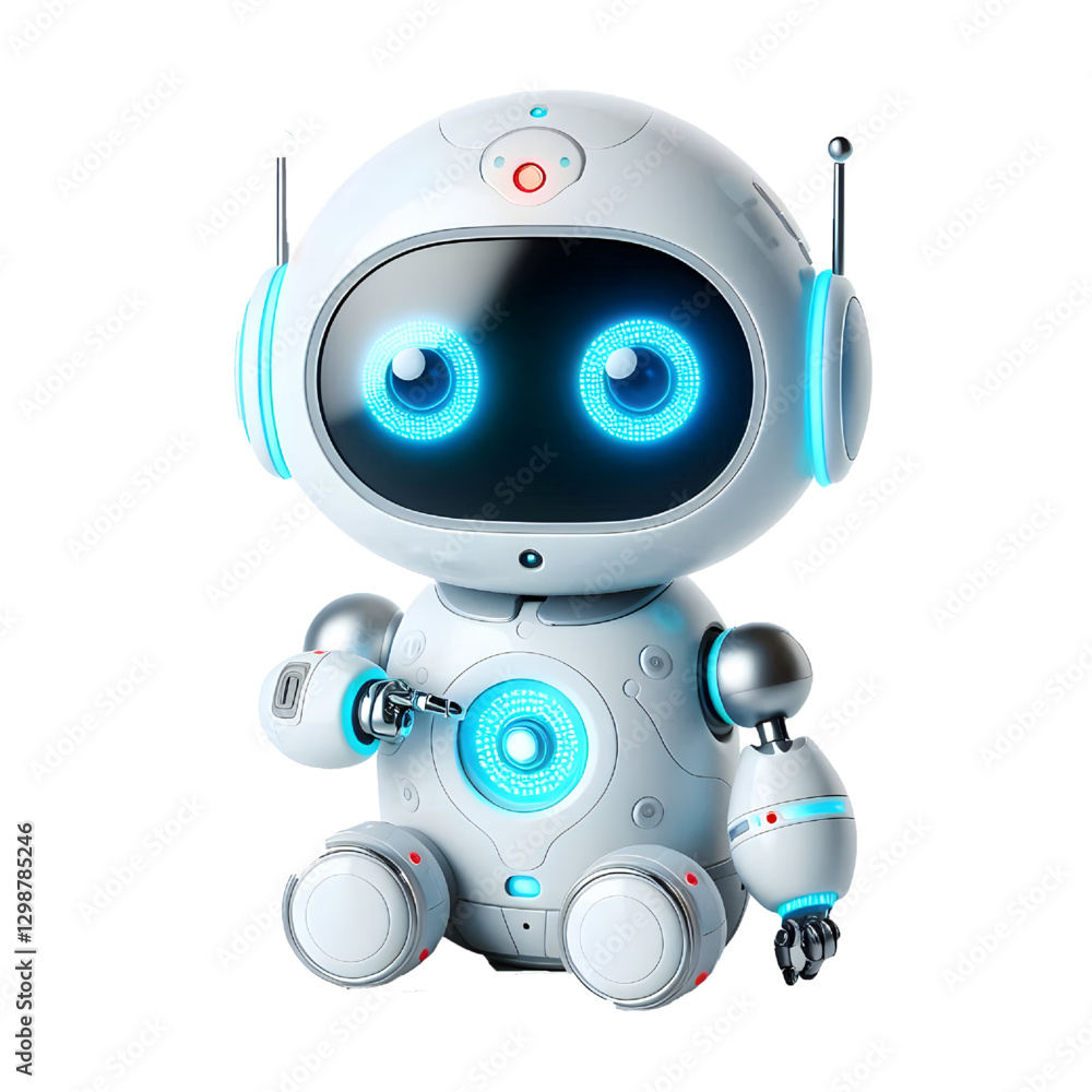 Cute Mini ai robot isolated on white background Cute Mini ai robot isolated on white background