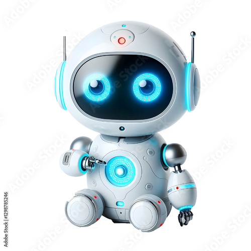 Cute Mini ai robot isolated on white background