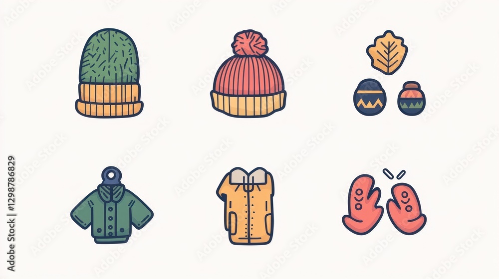 Fototapeta premium Winter Apparel Icons