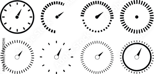 speedometer vector icon set, gauge collection for vehicle dashboard layouts