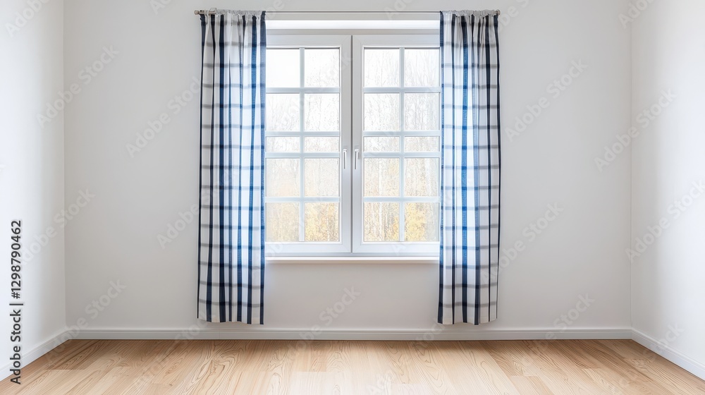Fototapeta premium Modern Empty Room with Window & Curtains