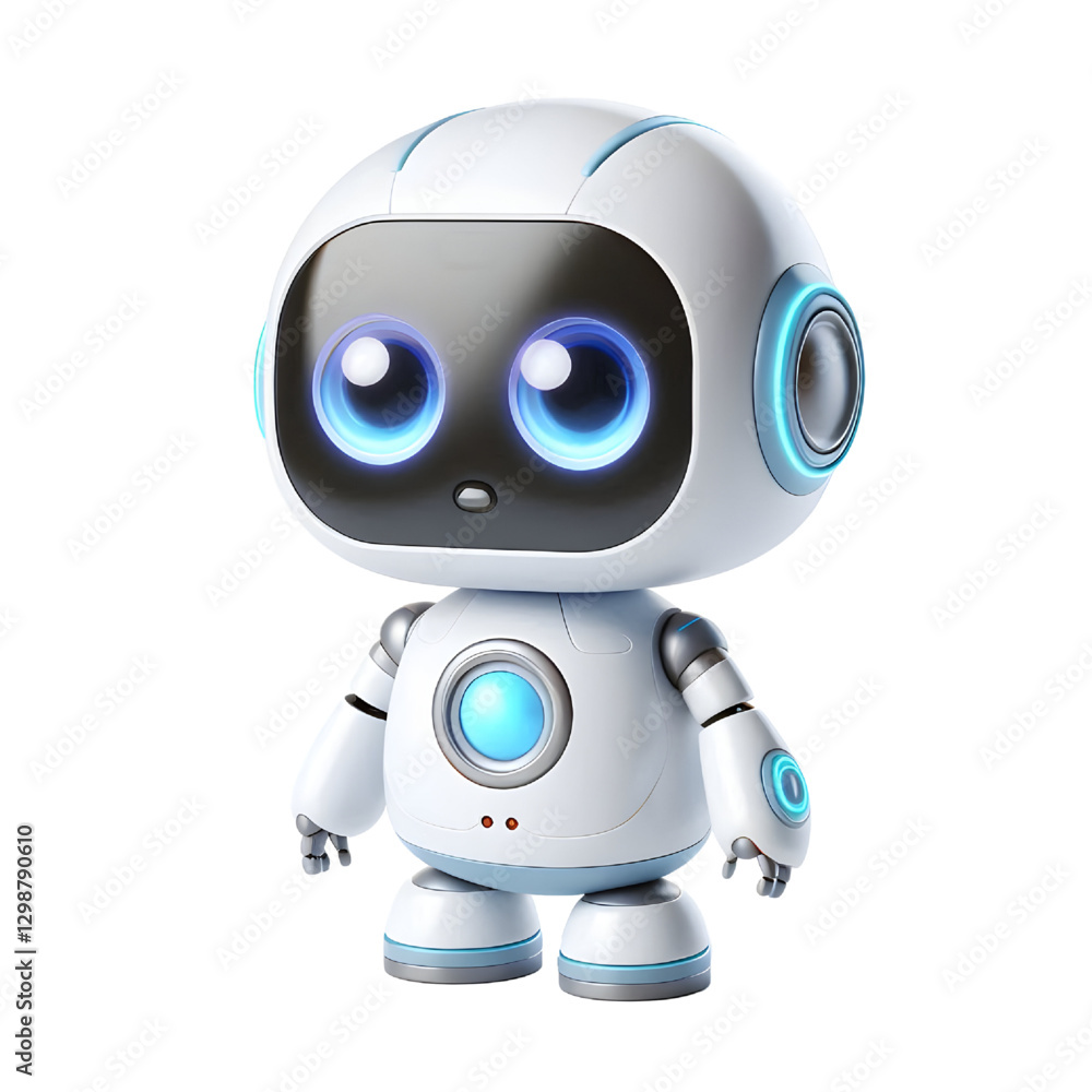 Cute Mini ai robot isolated on white background Cute Mini ai robot isolated on white background