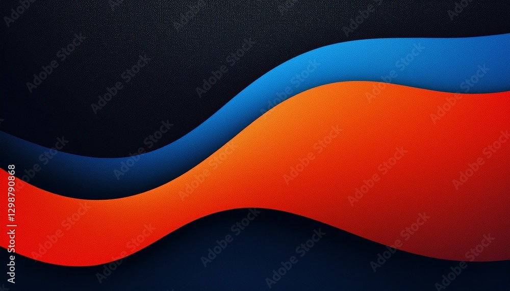 Naklejka premium Grainy noisy poster background, dark blue orange red color wave black backdrop abstract header banner design
