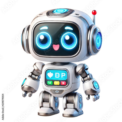 Cute Mini ai robot isolated on white background