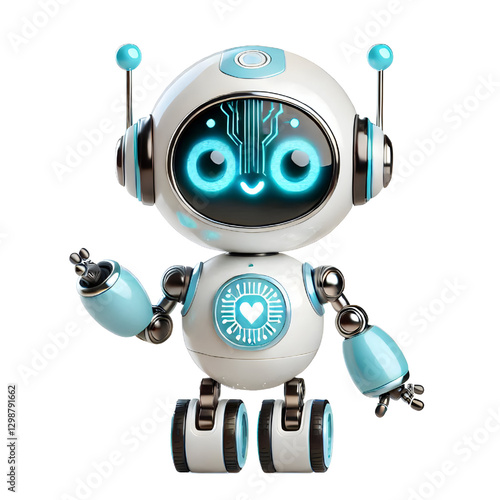 Cute Mini ai robot isolated on white background