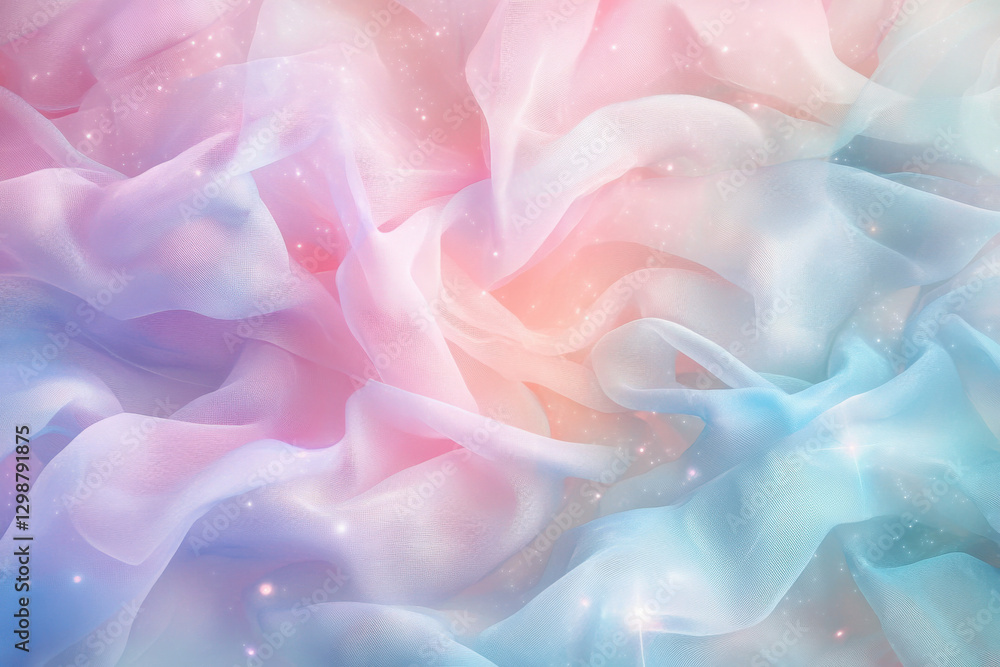 Fototapeta premium Pastel colored chiffon fabric forming elegant waves and folds