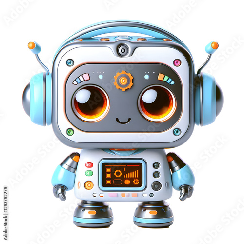 Cute Mini ai robot isolated on white background