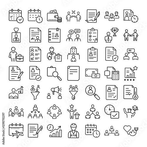 Human Resources Icons Recruitment, Hiring, Teamwork, Management, Documents