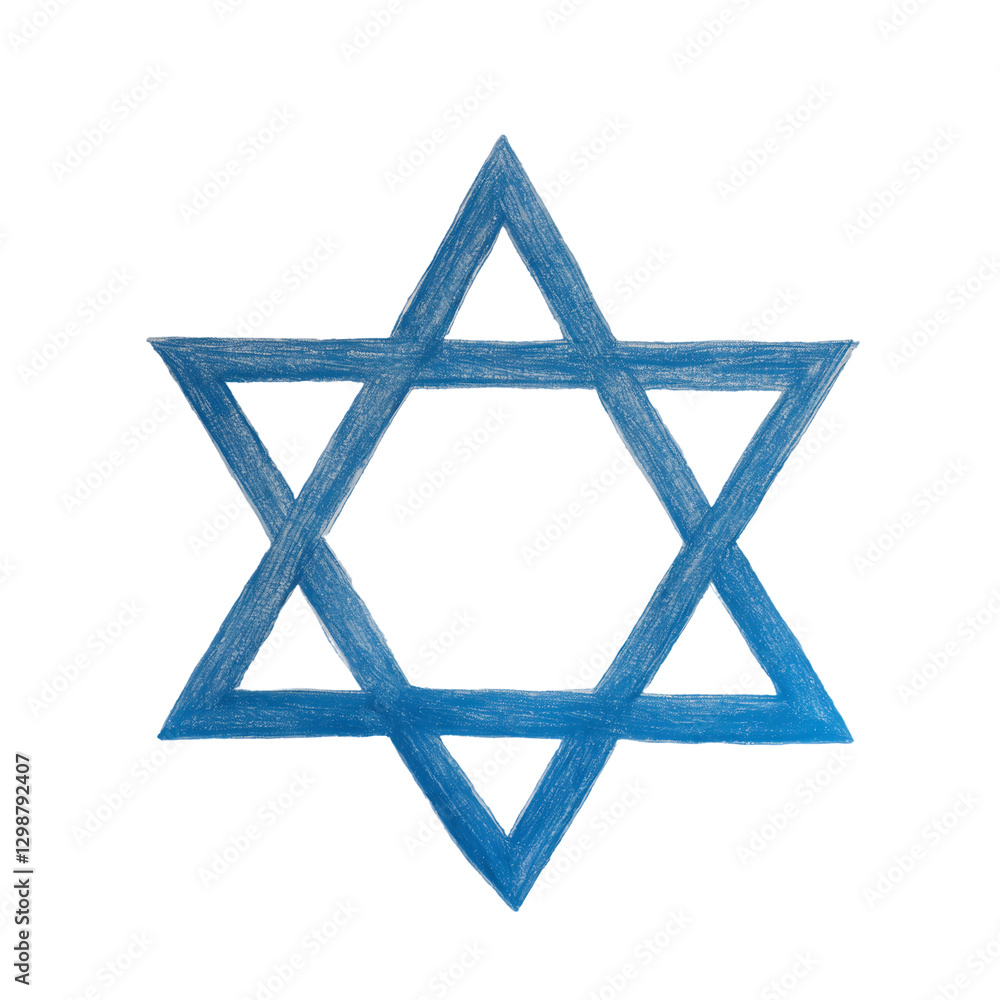 Handmade Jewish symbol with a blue chalk-drawn effect, isolated on transparent background. Handmade Jewish symbol with a blue chalk-drawn effect, isolated on transparent background.
